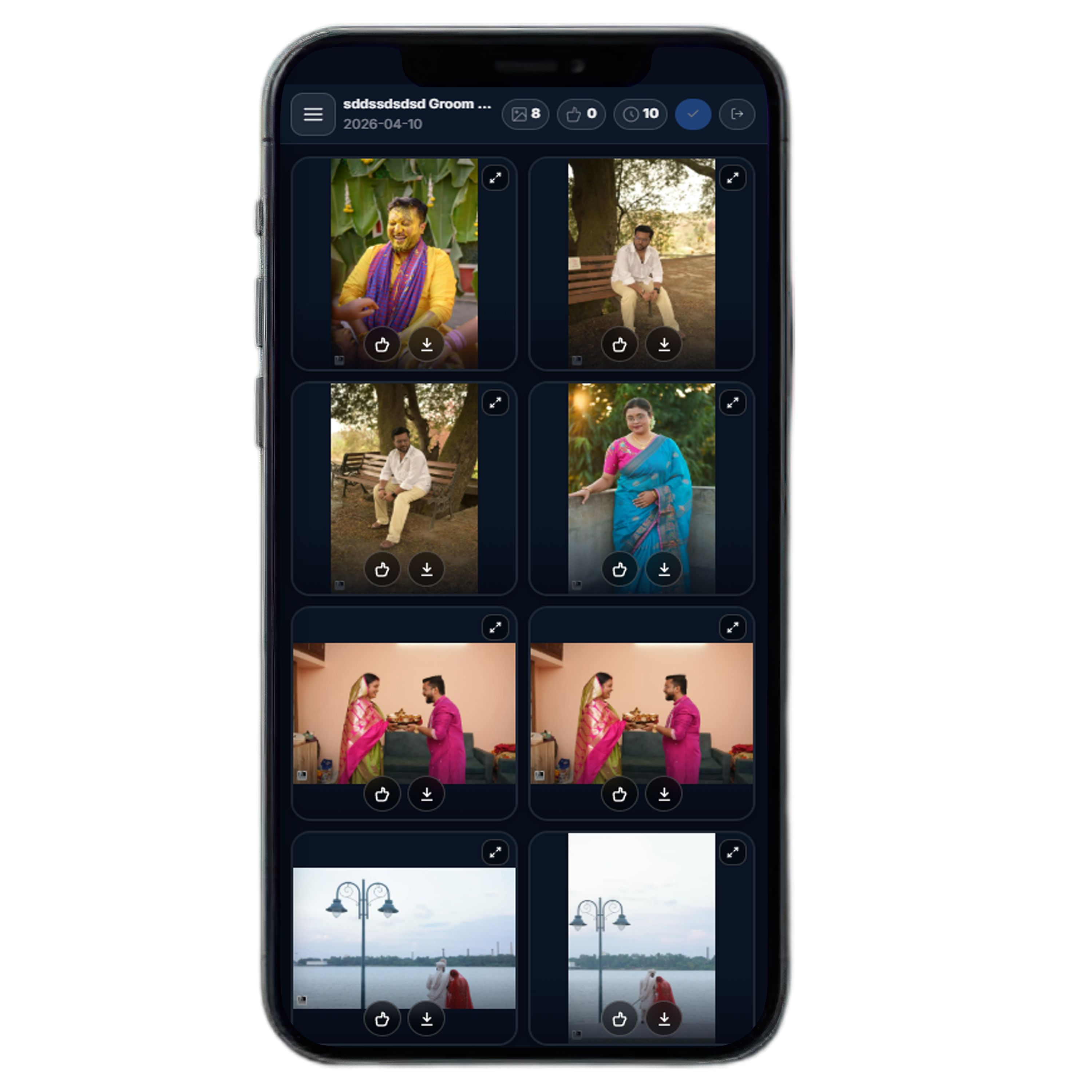 Client gallery view on mobile